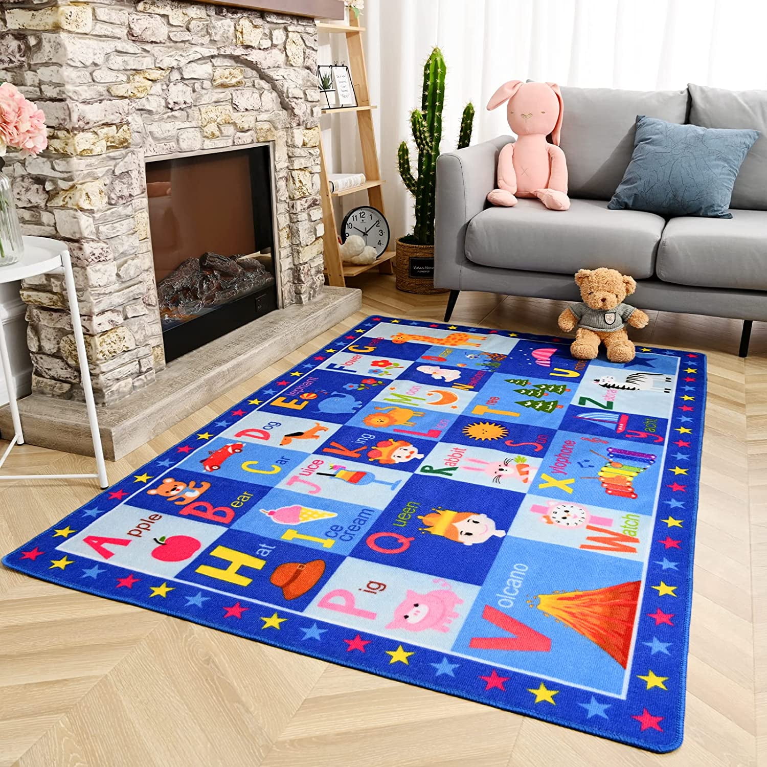 Noahas Kids Play Rug ABC Educational Area Rug, Alphabet Numbers Animal Seasons and Shapes Learning Play Carpet for Playroom Nursery Kids Children Bedroom 3x5 ft