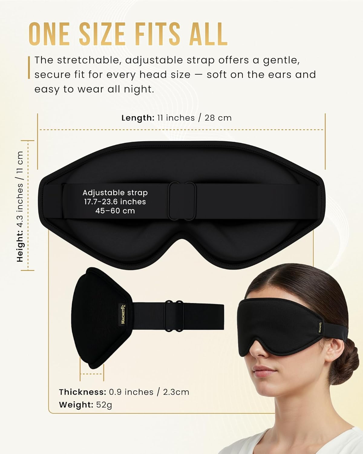 MagnetRX® Magnetic Sleeping Mask – Effective Magnetic Sleep Masks for Men & Women with 11 Neodymium Magnets – 100% Blackout Sleep Mask for Deep Relaxation, Travel & Meditation
