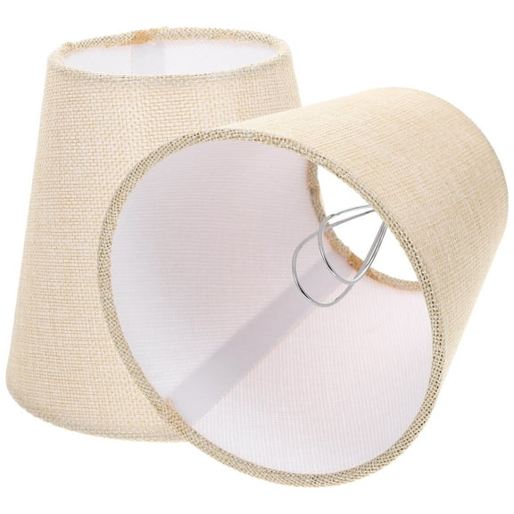 CATIEBYE 2Pcs Clip on Bulb Lamp Shade Ivory Cloth Cover for Pendant Table Lamps