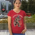 thumbnail image 4 of American Legend Bigfoot Women's V-Neck T-shirt Patriotic Funny Sasquatch Fan 4 July USA Flag Beer BBQ Tailgate Party Tee, 4 of 7