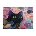 thumbnail image 2 of BZSMCE Vintage Area Rugs Floral Black Cat Creative Area For Home, 2 of 7