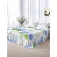 thumbnail image 5 of Summer Hydrangeas Twim XL Size Flat Sheet, Wrinkleproof & Fadeproof Cooling Flat Bed Sheet Only, White Blue Flowers Pastoral Leaves Breathable Soft Bedding Top Sheets 66 x 102 Inches, 5 of 8