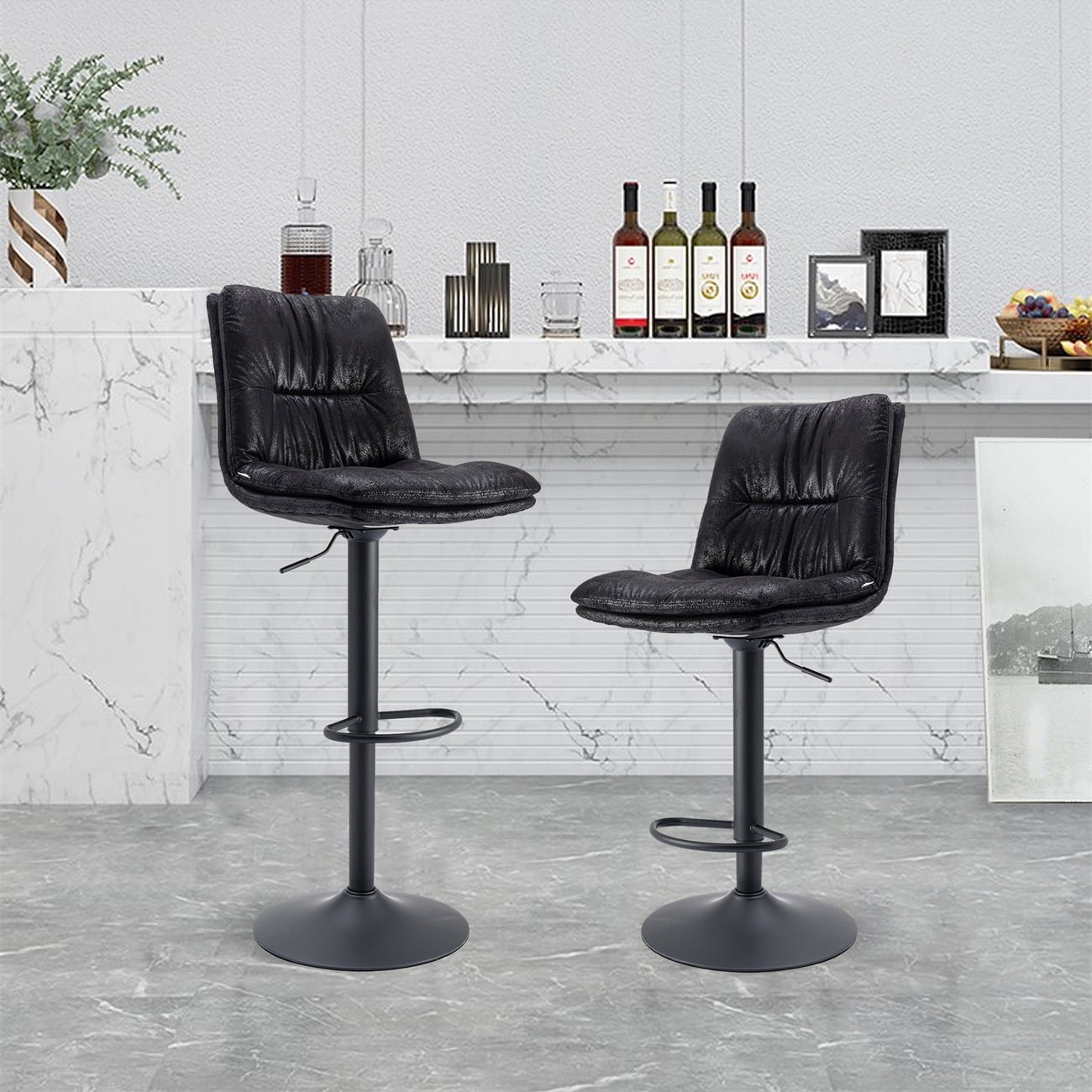 Bar Stools Set of 2, Height Adjustable Counter Height Bar Stool with