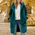 thumbnail image 5 of Wutalume Women's Solid Color Jacket Casual Loose Fit Button Coats Button Up Long Sleeve Outerwear with Pocket, Hooded Overcoat, Wool Blend, Ideal for Fall and Winter,Turquoise XL, 5 of 5
