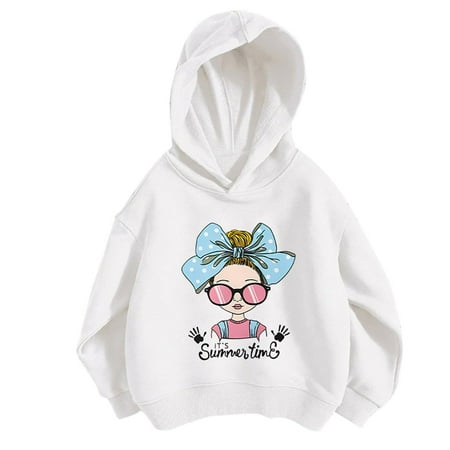 

Otqutp Baby Fashion Tops Girls Hoodie Cozy Hoodie Kids Clothes Pullover Sweatshirt with Hood Fashion Casual Tops Baggy Thin Top for Girls 3 9 Years(White 8-9 Years)