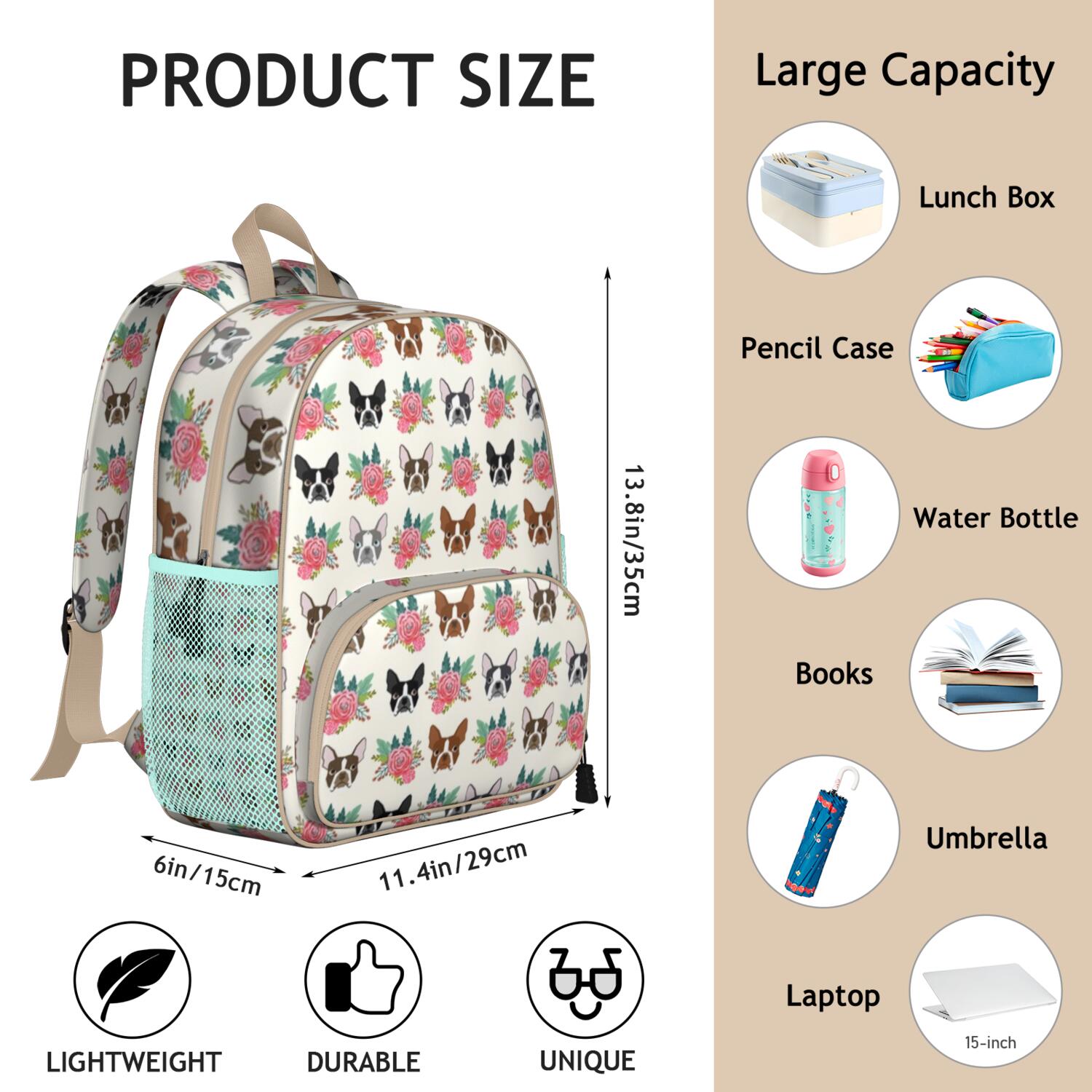 Retro Aesthetic Earthy Vintage Fashion Durable Waterproof Student Backpack