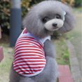 thumbnail image 5 of 2 piezas de ropa para mascotas con rayas azul marino para perros y gatos, chaleco con lazo rojo, lindo y animado., 5 of 5