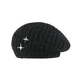 thumbnail image 2 of absanyy Women's Metallic Star Acrylic Beret - Black, Free Size, Trendy Cold-Weather Fashion Accessory for Fall Winter, 2 of 4