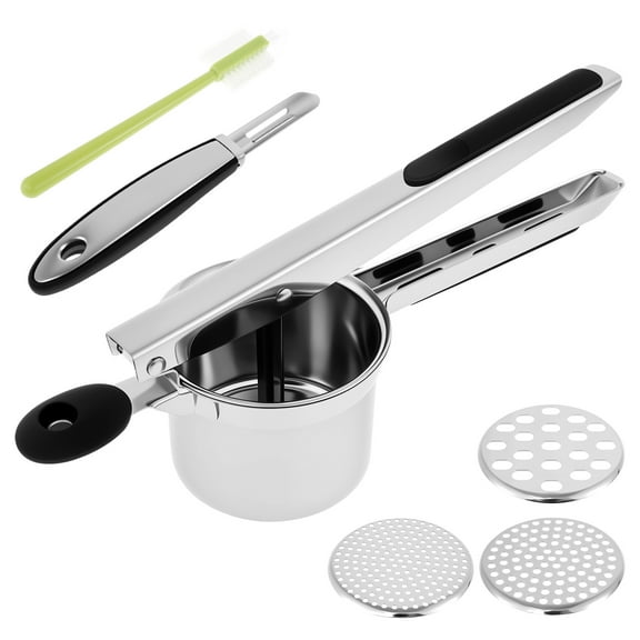 Wekvgz Potato Ricer Stainless Steel Potato Masher Manual Potato Press Reusable Potato Ricer Masher Potato Press with 3 Interchangeable Discs for Mashed Potatoes Vegetables