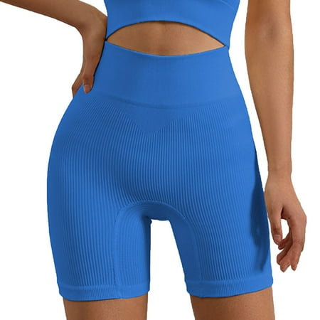 Abomasnow Women s Seamless Ribbed Yoga Shorts Breathable High Waist Tummy Control Shorts Athletic Gym Running Workout Shorts on Cleatance