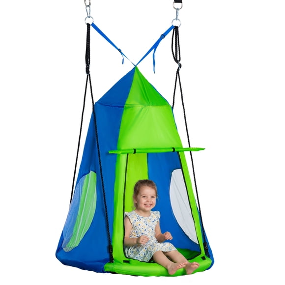 Outsunny Tente Balançoire Suspendue pour Enfants, Balançoire Sensorielle avec Fenêtre Moustiquaire