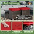 thumbnail image 5 of GVN 2 Pieces Patio Ottoman with Removable Cushions-Red, Outdoor Footstool Footrest Furniture, All Weather Outdoor Ottomans Footrest Seat, 5 of 6