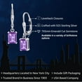 thumbnail image 2 of Gem Stone King 925 Sterling Silver Purple Amethyst Dangle Dangling Earrings for Women (1.90 Cttw, Gemstone February Birthstone, Emerald Cut 7X5MM), 2 of 5