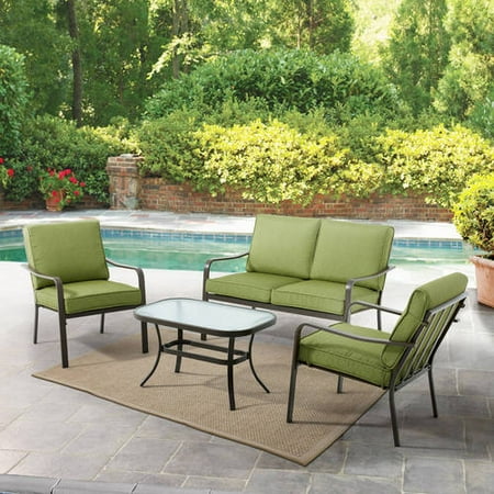 Mainstays Stanton Cushioned 4-Piece Patio Conversation Set,