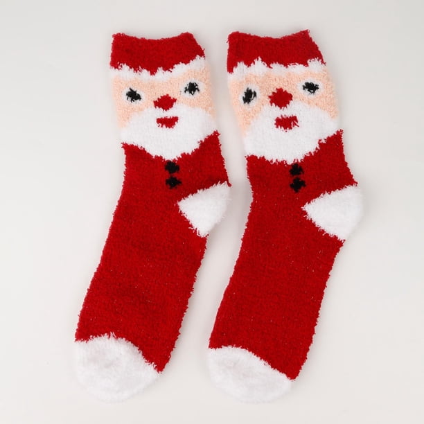 Calcetines navideños para dormir, bonitos calcetines tridimensionales de lana gruesa y cálida para mujer en invierno.