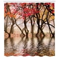 thumbnail image 3 of Ambesonne Autumn Shower Curtain, Fall Season River with Trees, 69"Wx84"L, Brown and Magenta, 3 of 3