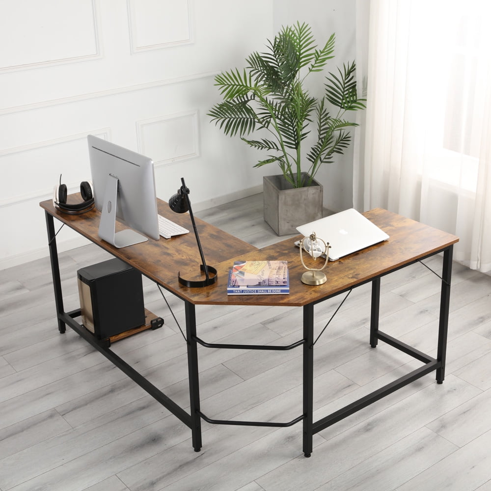 enyopro L-Shaped Computer Desk with CPU Stand, Industrial Office Corner
