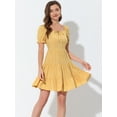 thumbnail image 3 of INSPIRE CHIC Robe pour Femme à Encolure Carrée Pastel Unie, Volants, Manches Courtes, au-Dessus du Genou, à Étages, Jaune G, 3 of 5