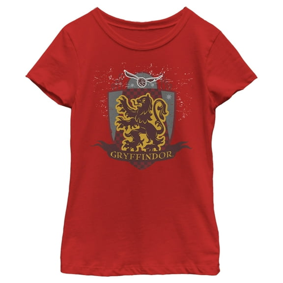Girl's Harry Potter Gryffindor Quidditch Coat of Arms  Graphic Tee Red Large