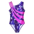 thumbnail image 5 of Traje de baño para gimnasia para niñas, Ropa de baile de Ballet, leotardo metálico brillante, mono asimétrico con tirantes para el hombro, 5 of 5