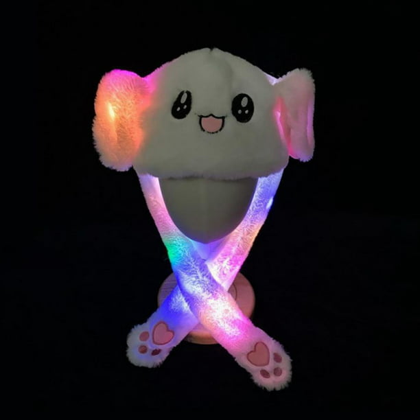 Led Glowing Plush Bunny Funny Hat With Moving Jumping Ears