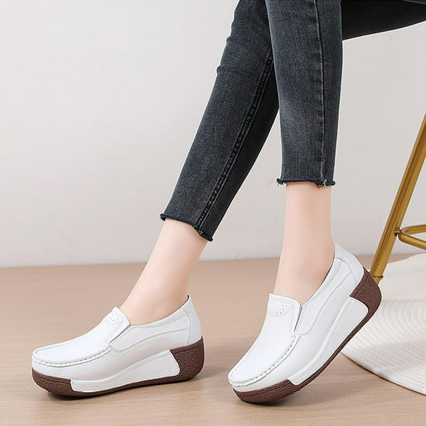 Zapatos casuales de mujer cómodos punta redonda transpirable