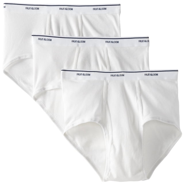 Fruit Of The Loom Mens Classic White Briefs, 3 Pack, Extended Sizes, 2XL, White