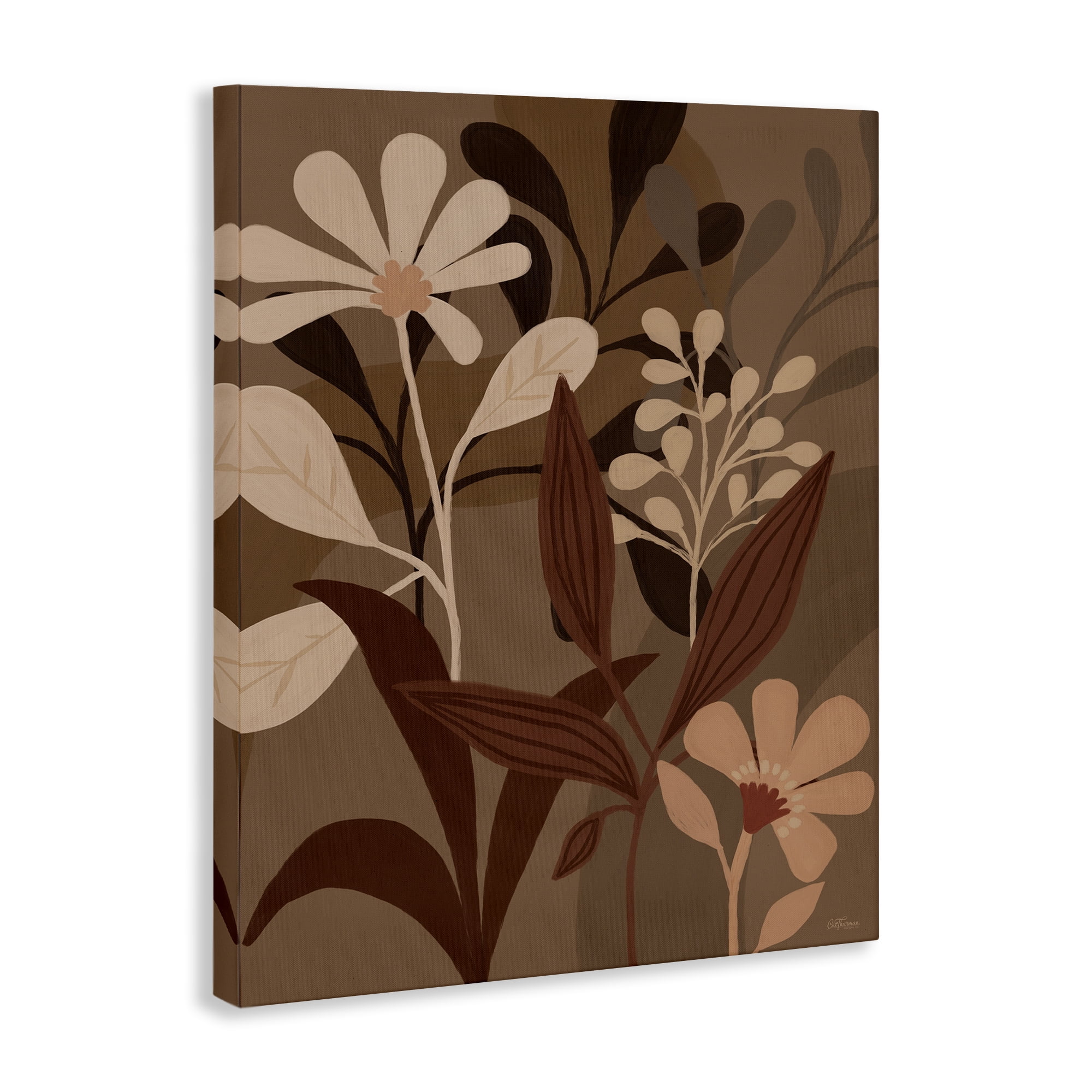Stupell Industries Muted Boho Botanicals Plants & Flowers Painting Wrapped Canvas Art Print Wall Art, 36 x 48