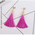thumbnail image 2 of Trendy clip on 3 3/4" long gold top string earrings in a variety of colors, 2 of 16