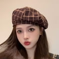 thumbnail image 4 of Women's Plaid Beret Hat, Wool Blend Vintage England Retro Painter Cap, Tartan Artist Hat for Daily Casual Wear, School, and Fashion Gift Coffee, 4 of 7