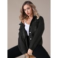 thumbnail image 3 of Unique Bargains Women's Denim Long Sleeves Jacket with Detachable Hoodie 2XL Black, 3 of 7