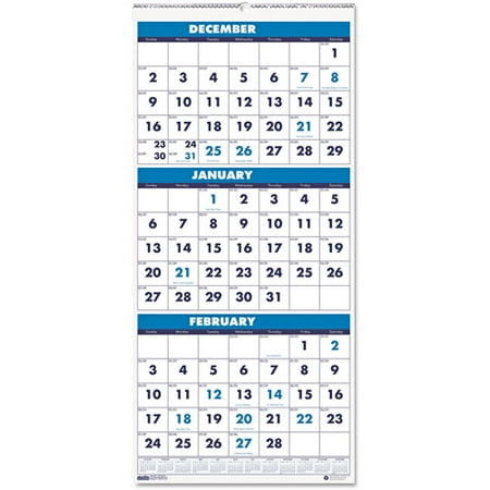 House of Doolittle 3-Month Format Wall Calendar, 8" x 17", 2013-2015