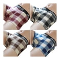 thumbnail image 2 of ruhuadgb 4Pcs Men Plaid Print Wide Elastic Waistband Shorts Panties Sexy U-convex 3D Crotch Mid-rise Breathable Sport Shorts Briefs, 2 of 8
