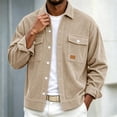 thumbnail image 6 of Men's Corduroy Shirt Jacket Casual Button Down Long Sleeve Shacket Outerwear Heavyweight Flannel Fall Coats with Chest Pockets Loose Fit Vintage Over-Shirt Top, 6 of 7