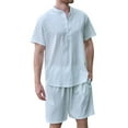 thumbnail image 2 of Short Sets for Men Jacquard Short Sleeve Stand Collar Tshirt and Shorts 2 Piece Matching Set Mens Summer Outfits, 2 of 8