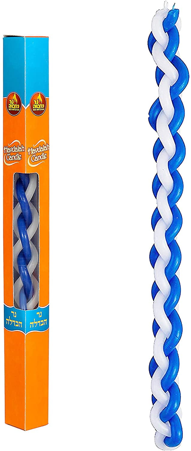 12 Pack Havdalah Candle Blue and White Flat by Ner Mitzvah 