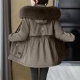 thumbnail image 4 of HTNBO Women's Winter Coats with Fur Trim Hood, Drawstring Waist Thicken Parka Jacket Warm Fleece Outerwear with Pockets, 4 of 4
