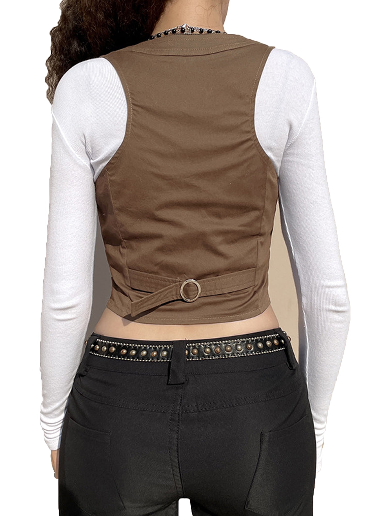 BrilliantMe Gothic Y2k Vintage Black Jacket Vest Women BrilliantMe Gothic Y2k Vintage Black Jacket Vest Women