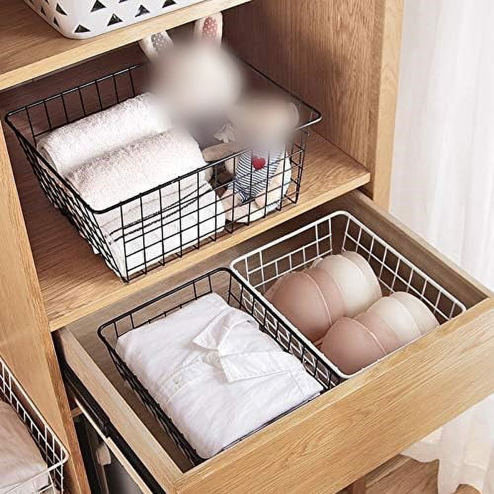 Wire Storage Baskets, Wire Baskets for Organizing,Premium Metal Storage Organizer Basket, Large Wire Basket for Home Office Kitchen, Black (14.2x11.3x6.3inch)