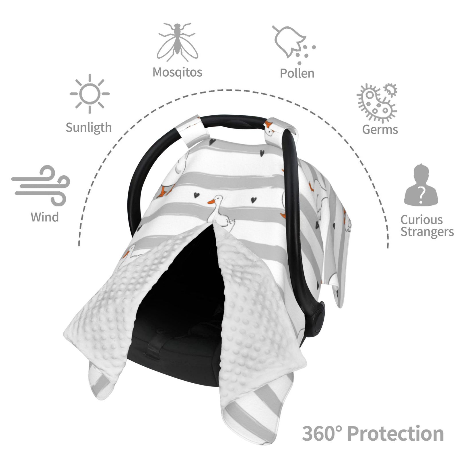 Car Seat Cover Baby - Cute Goose Breathable Infant Car Seat Cover for Baby Carseat, Lightweight Comfort Baby Essentials Must Haves Newborn Stuff for Girl Boy
