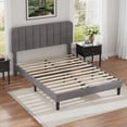 thumbnail image 4 of VECELO Full Size Upholstered Beds, Modern Platform Bed Frame with Adjustable Headboard, Wooden Slats Support/No Box Spring Needed, Dark Grey, 4 of 8