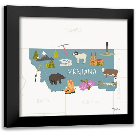 Louise, Gigi 12x12 Black Modern Framed Museum Art Print Titled - Montana