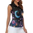 thumbnail image 4 of Whosucclay Moon Star Flower Field Golf Shirts for Women, V Neck Fashion Athletic Tops for Sport Outdoor XS - 2XL, 4 of 7