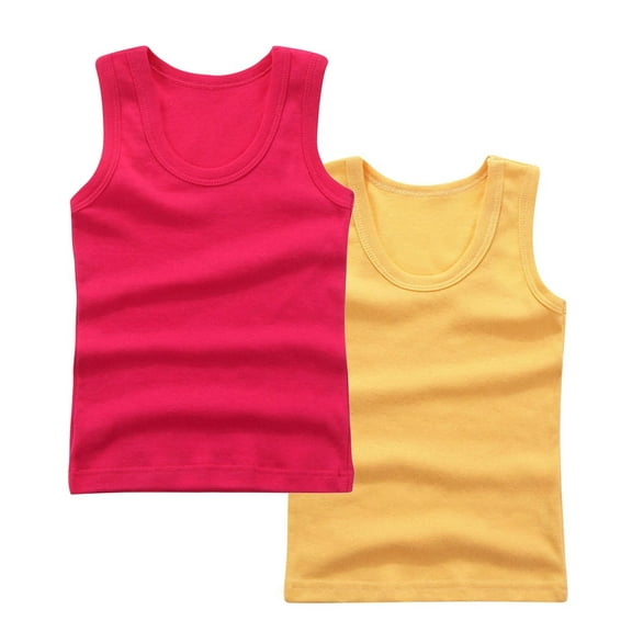 zbxnLI 2 Pack Tank Tops for Girls Boys Basic Soft Cotton Shirts Sleeveless Undershirts for Toddlers Kids