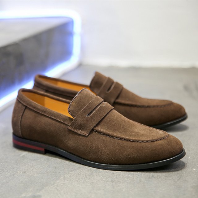 Zapatos casuales de piel de becerro nuevos para hombre, mocasines planos vintage formales, zapatos de diseñador para bodas, diseñador de alta calidad (26,5 cm)