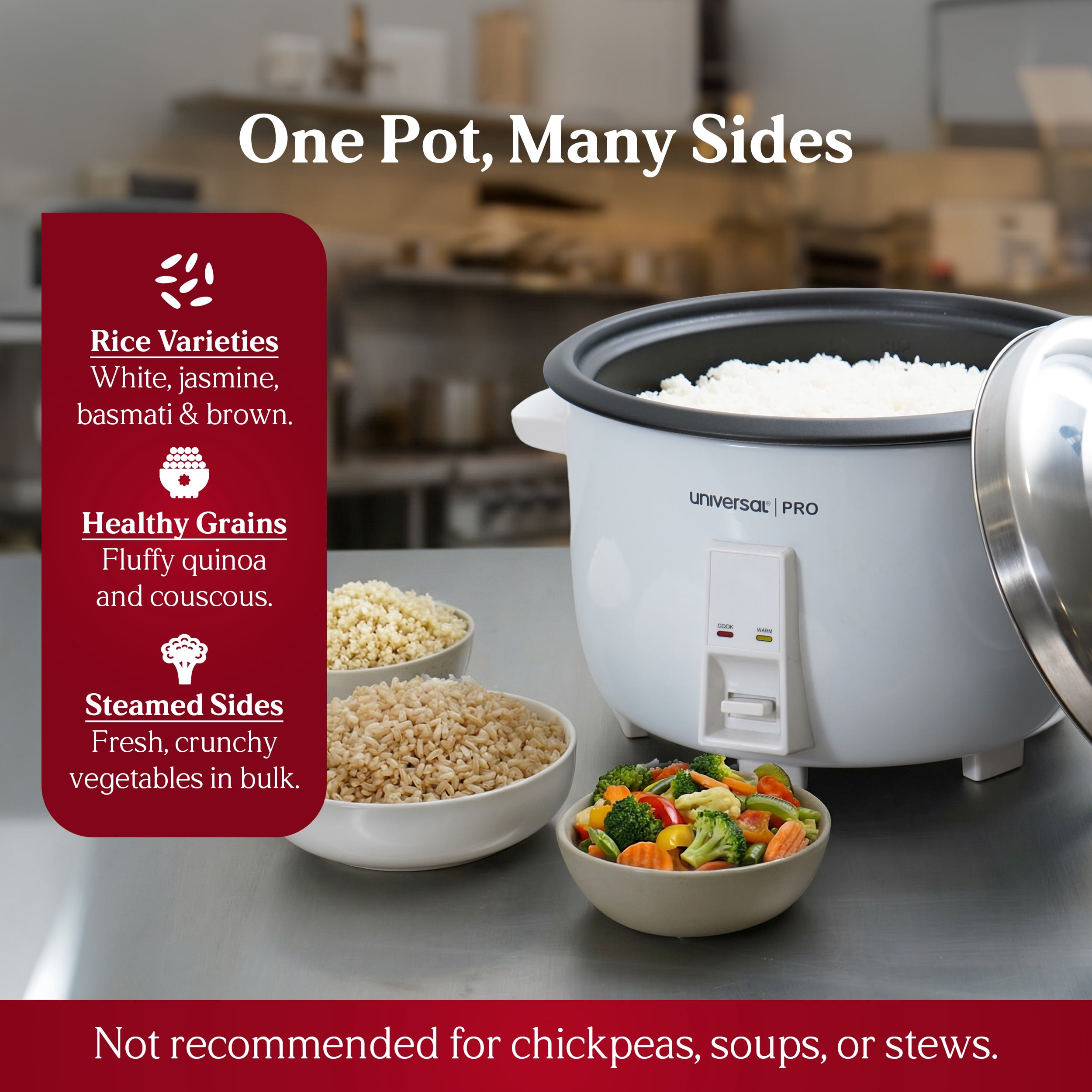 Universal PRO 35 Cup Commercial Rice Cooker (70 Cooked) – Large Capacity Electric Rice Maker, Fast 1800W, One-Touch, Auto Warm, Nonstick Pot, for Restaurant & Catering