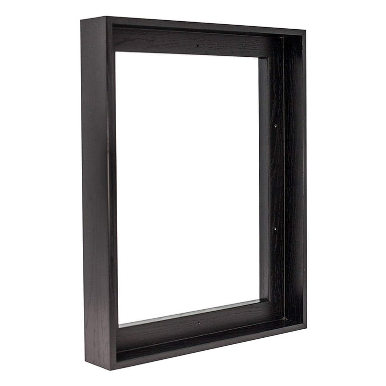 CustomPictureFrames.com 12x16 Canvas Frame Black Solid Wood Floater Frame  Width 2 Inches | Interior Frame Depth 1 3/8 Inches | Samson Contemporary