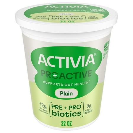 Activia Proactive Plain Prebiotic and Probiotic Yogurt Tub, Helps Support Gut Health, 32 oz