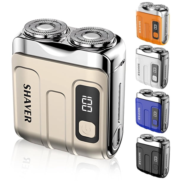 Mini afeitadoras portátiles para hombres, afeitadoras de doble cabezal magnéticas, resistentes al agua IPX7, recargables por USB, con un solo botón, afeitadoras eléctricas largas.