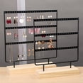thumbnail image 3 of 24/44/66 Holes Stand Jewelry Display Organizer Earrings Pendants Bracelets Jewelry Holder With Wooden Base Earrings Storage Rack 66 holes white, 3 of 6